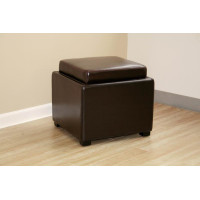 Baxton Studio Full Leather Ottoman Dark Brown D-219-DU001